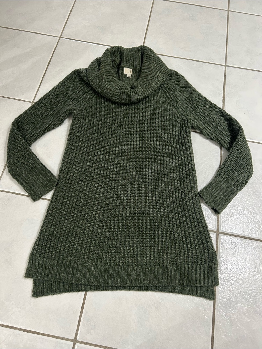 a new day Olive Green Ribbed Cowl Neck Sweater